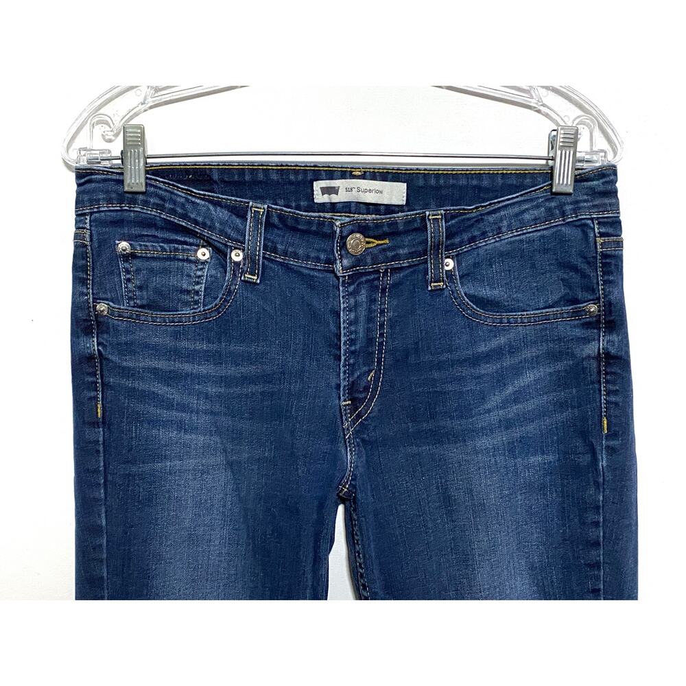 Levis 518 Super Low Blue Bootcut Jeans Womens 9M Dark Wash Y2K Classic Stretch - Picture 3 of 9